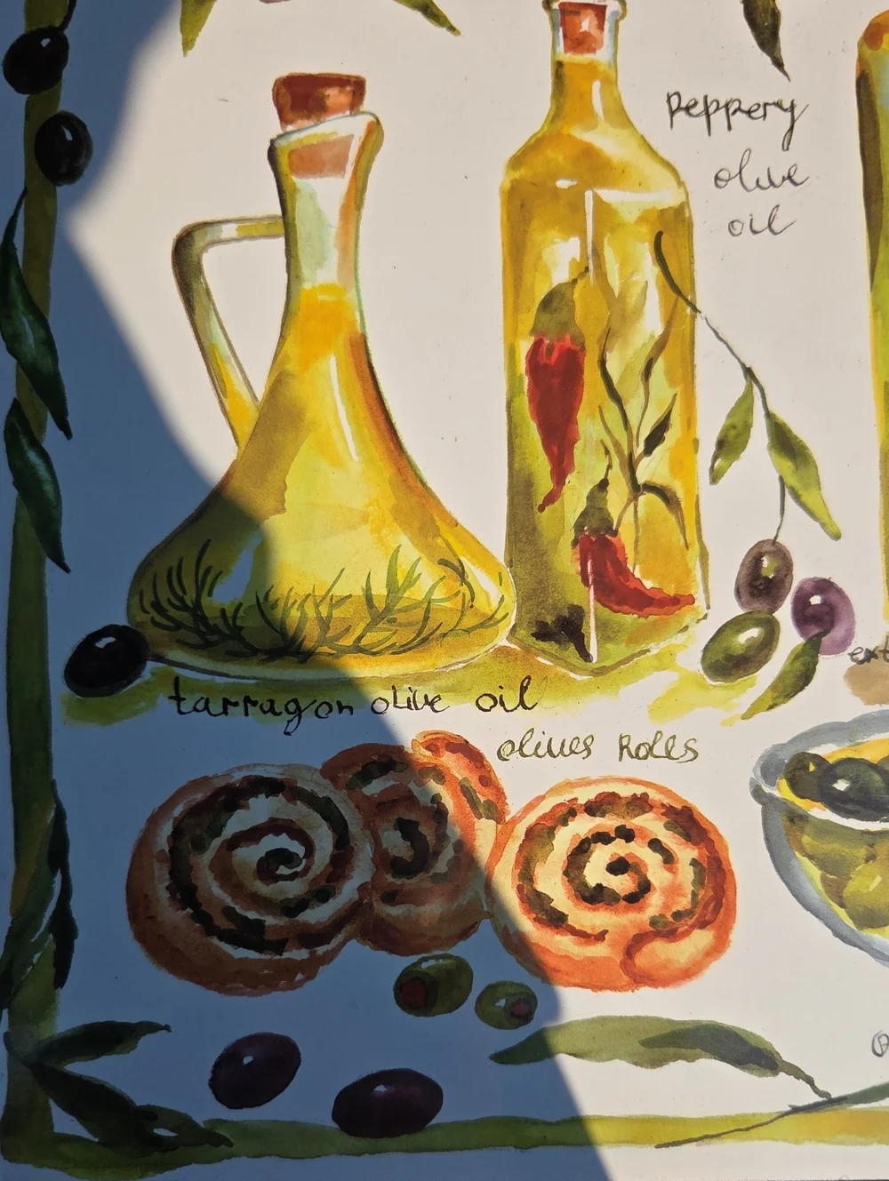 Cork Placemats Set of 4 - Olive Oil Art Print (Green)